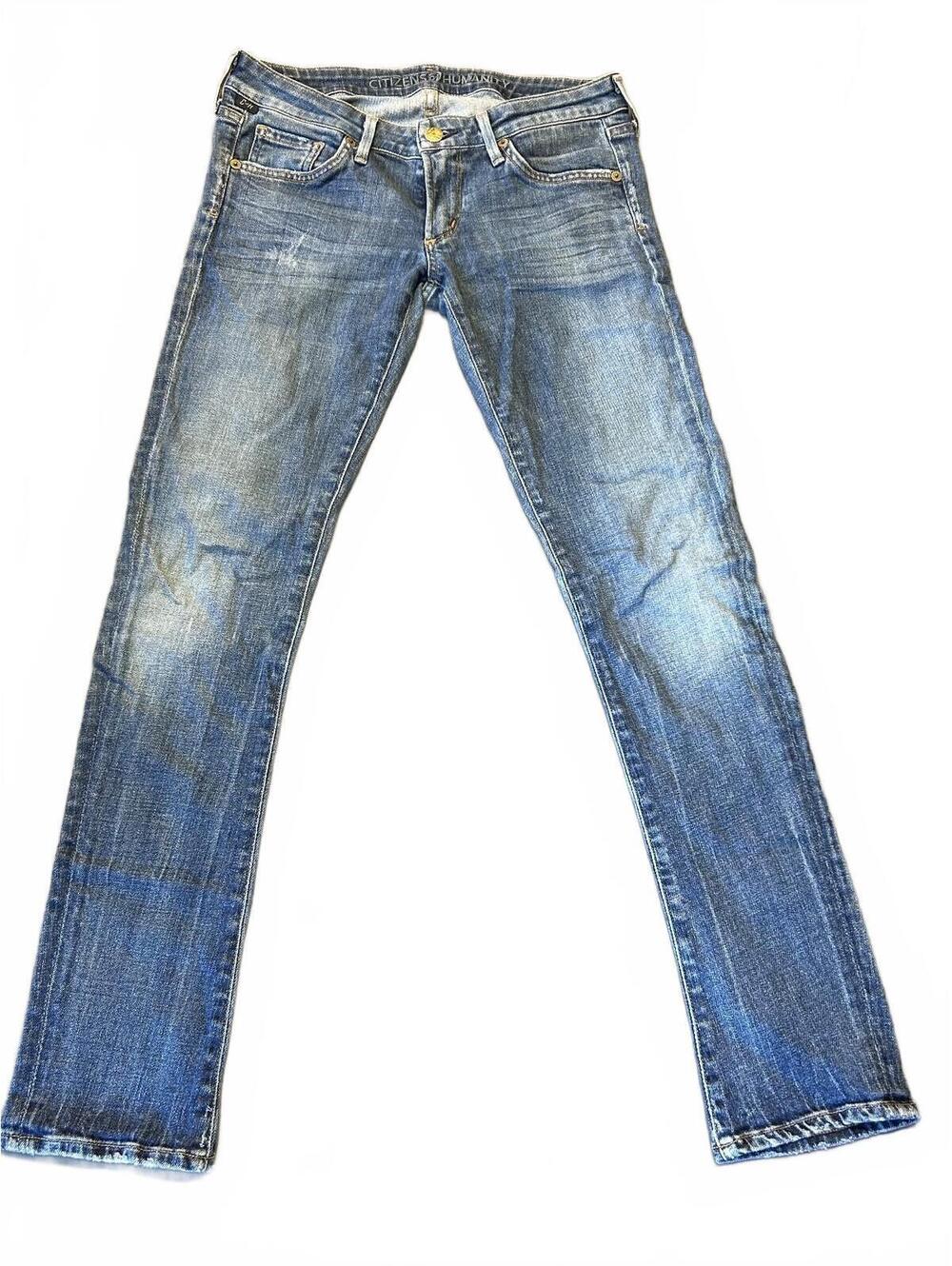 Citizens of Humanity Women's Blue Distressed Straight Leg Jeans Size 27